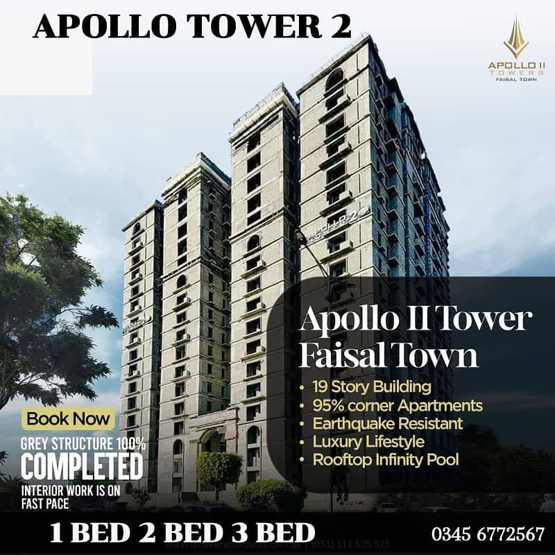 FAISAL TOWN APOLLO TOWER 1 Bed Room Easy installment 30% DownPayment 0