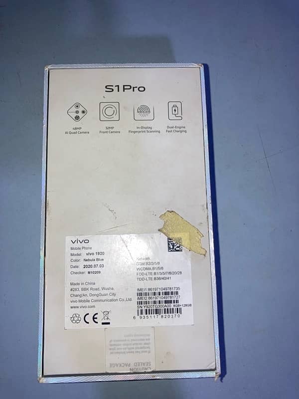 Vivo S1 Pro 8/128 gb 10/10 condition 1