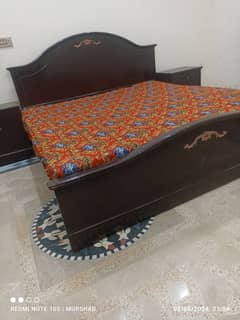 Double bed with matress & 2Side table