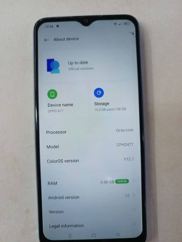 oppo A17 6+4 128gb body change LCD pa chhota sa nishan hai 4