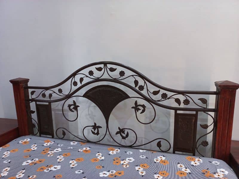 iron bed set | double bed with side tables dressing| king size bed set 4