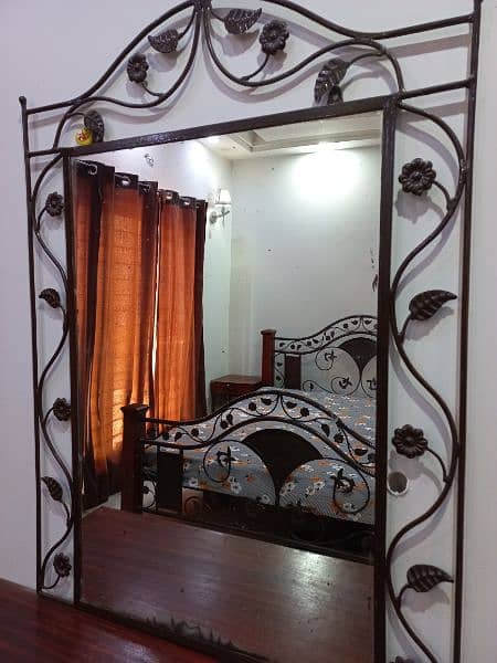 iron bed set | double bed with side tables dressing| king size bed set 8