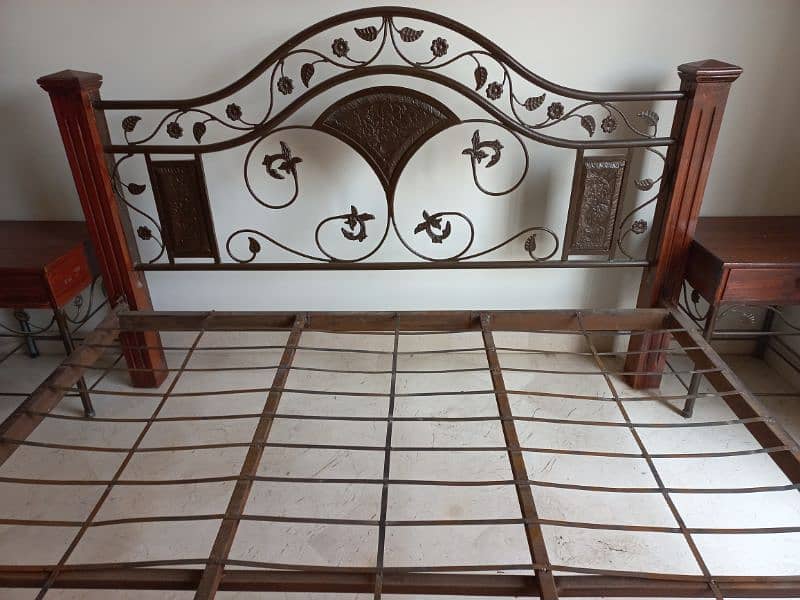 iron bed set | double bed with side tables dressing| king size bed set 9