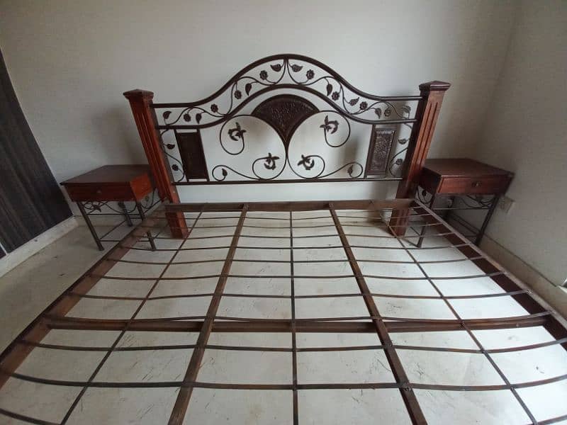 iron bed set | double bed with side tables dressing| king size bed set 12