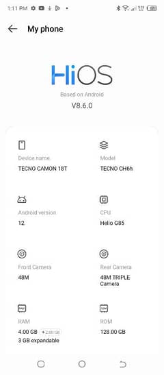 Tecno Camon 18t Only glass crack all working