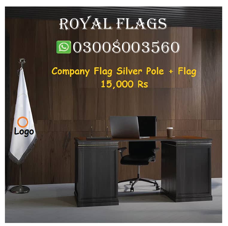 Indoor logo flag & pole, UK Flag, USA Flag, Canada Flag , Turkey Flag 2