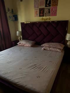 new purple velvet wooden bed set 0