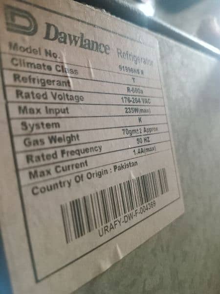 Dawlance refrigerator inverter technology. Model. 7