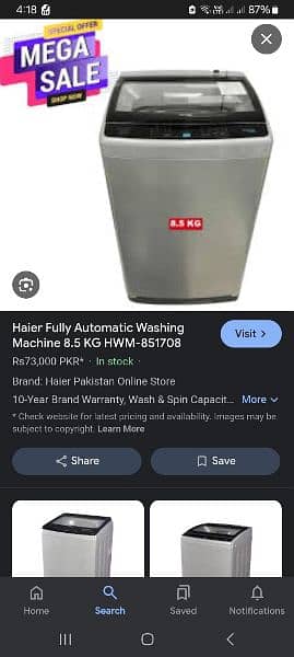 haire washing machen 8.5kg 1