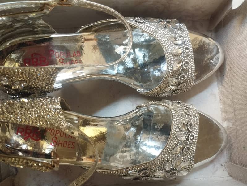 Bridal Heel Sandals 2 Pairs for Wedding and walima (Mehroon & Silver) 4