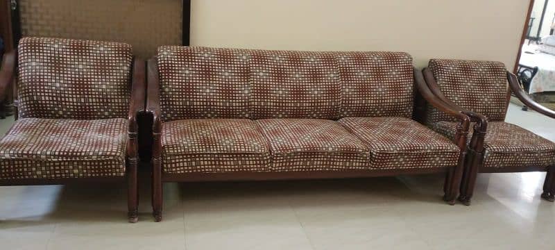 5-Seater Wooden Sofa Set in Excellent Condition 2