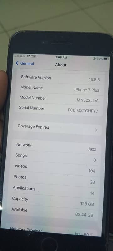 iPhone 7 Plus 128 gb pta on 5