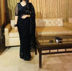 Black Net Saree