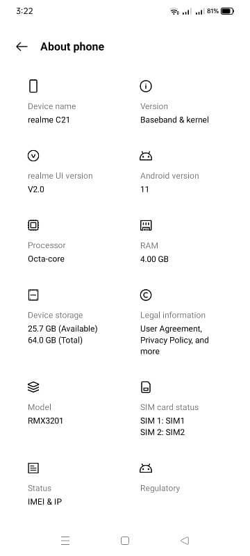 Realme c21 4gb Ram 64gb Rom for sale 2