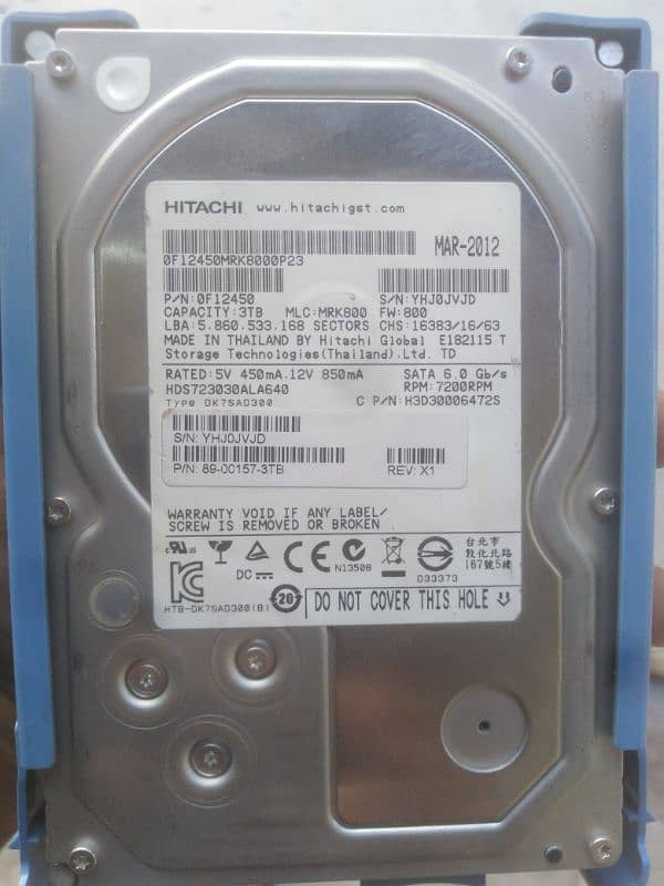 3TB Hitachi hard disk 2TB Toshiba hard disk 0