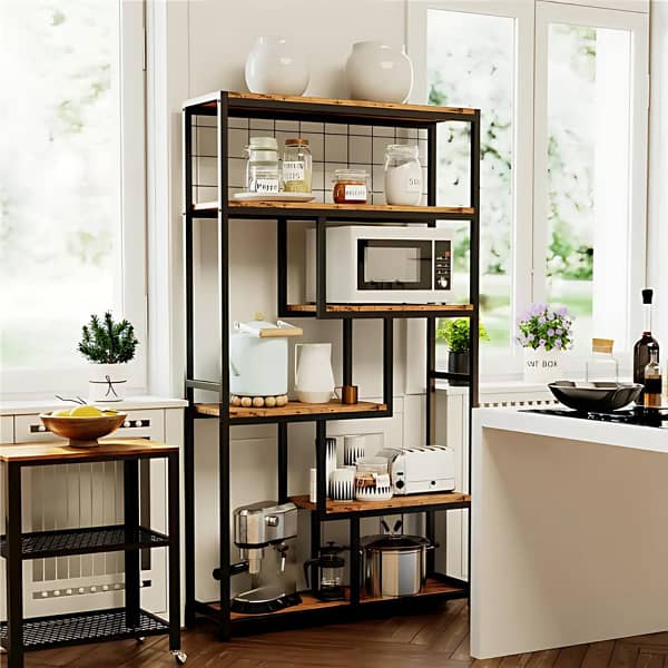 Industrial bookshelf, 5-tier open bookshelf, wood and Metal Bookshelf 1