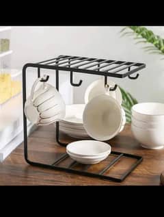 6 Hooks Iron Coffee Rack Organizer 0