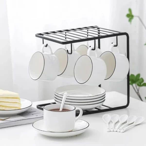 6 Hooks Iron Coffee Rack Organizer 2