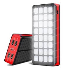 Solar Power Bank 30000 mAh Portable Charger Battery Pack with 32 LEDs