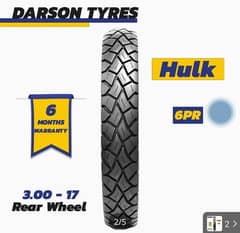 3.00. 17 Darson 70 back Hulk Bikes Tyres