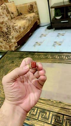 Red aqeeq with chandi ring