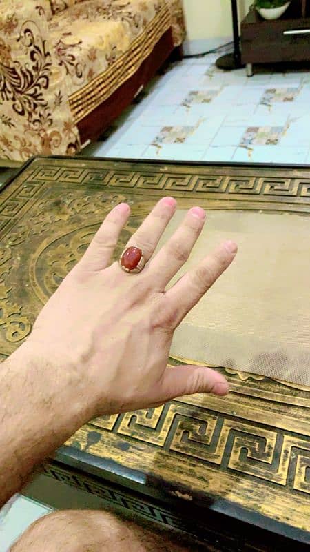 Red aqeeq with chandi ring 3