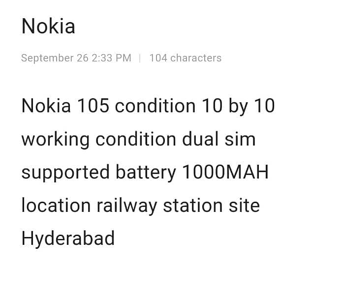 Nokia 105 10/10 condition 4