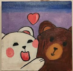 hand mad teddy bear painting 7×7