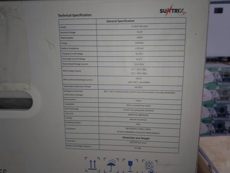 Suntrix 48volt 100 ah 5 year warranty 1 year full warranty 4 year ser 3