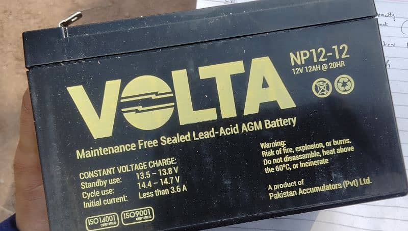 Volta Maintenance free Sealed Lead Acid AGM Battery NP12-12 ,12v,12AH 2