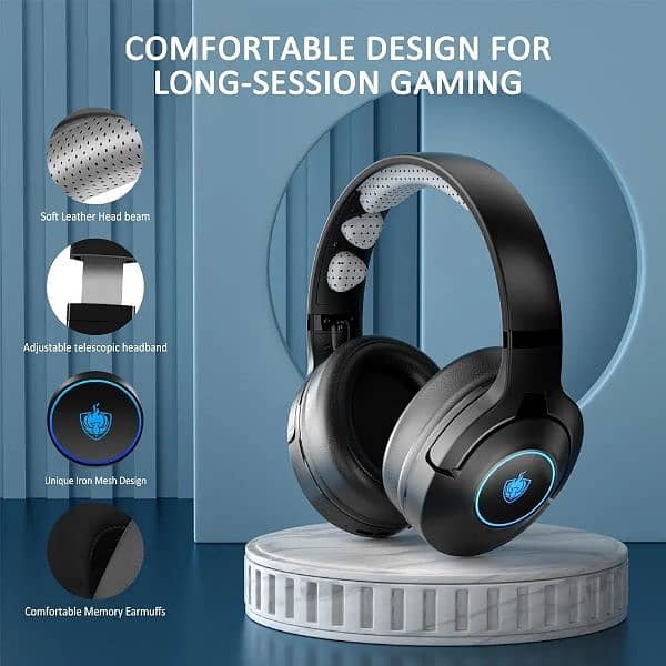 Phonikas Q9 Pro Gaming Bluetooth Headphones With Removable  Mic 7