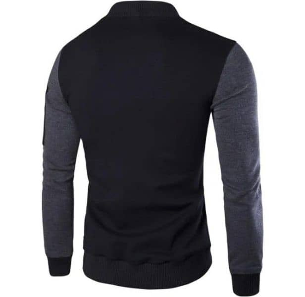 1 pc Men's Fit Body Fleece Plain Jacket-Black 2