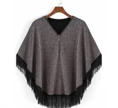 Grey Zipper Poncho