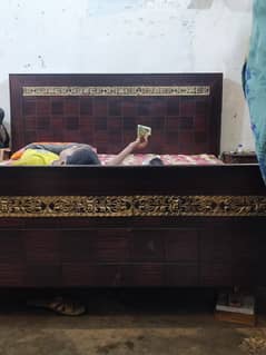 double bed wooden