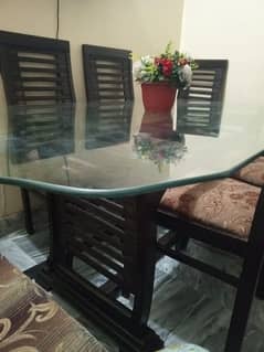 Dining for sale /6 Seater dining table/Glass top dining for sale