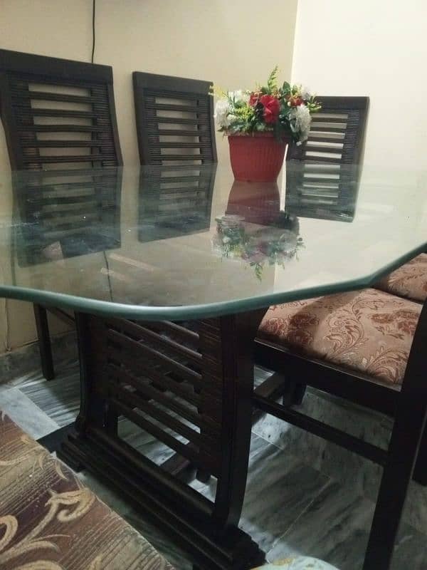 Dining for sale /6 Seater dining table/Glass top dining for sale 0