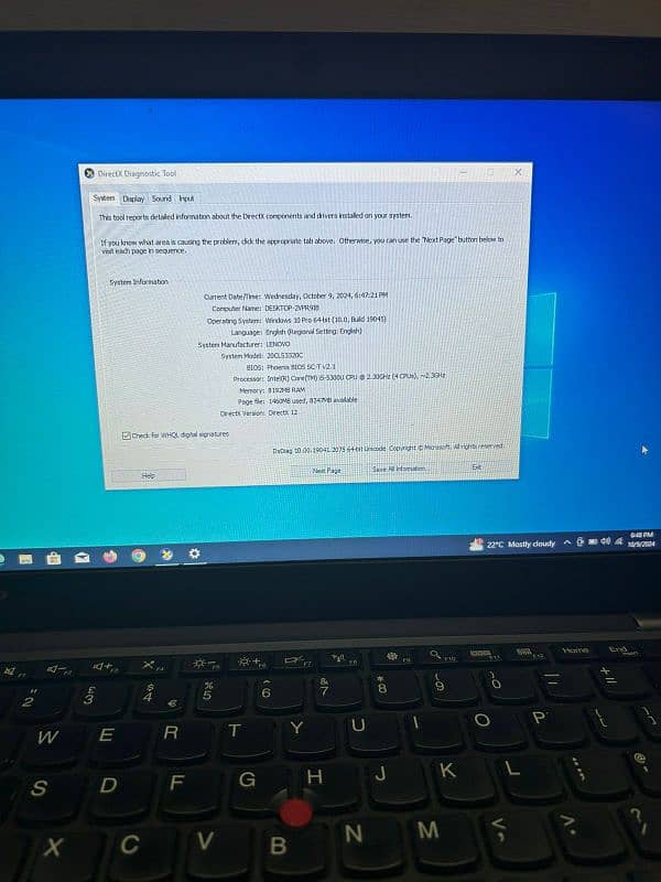 Lenovo Thinkpad x250 core i5 5th 3