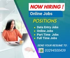 Part Time Job / Full Time Job / Job for male and female / Online