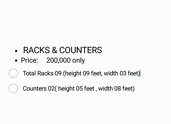 Racks for shop+counters 1