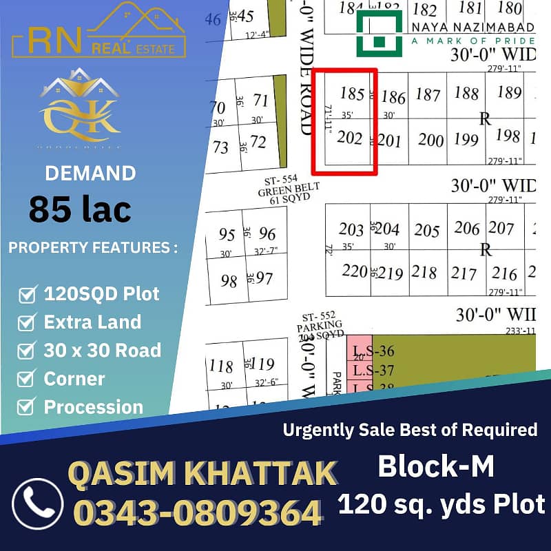 Naya Nazimabad 120sq yard Block M Plot Available for sale 0