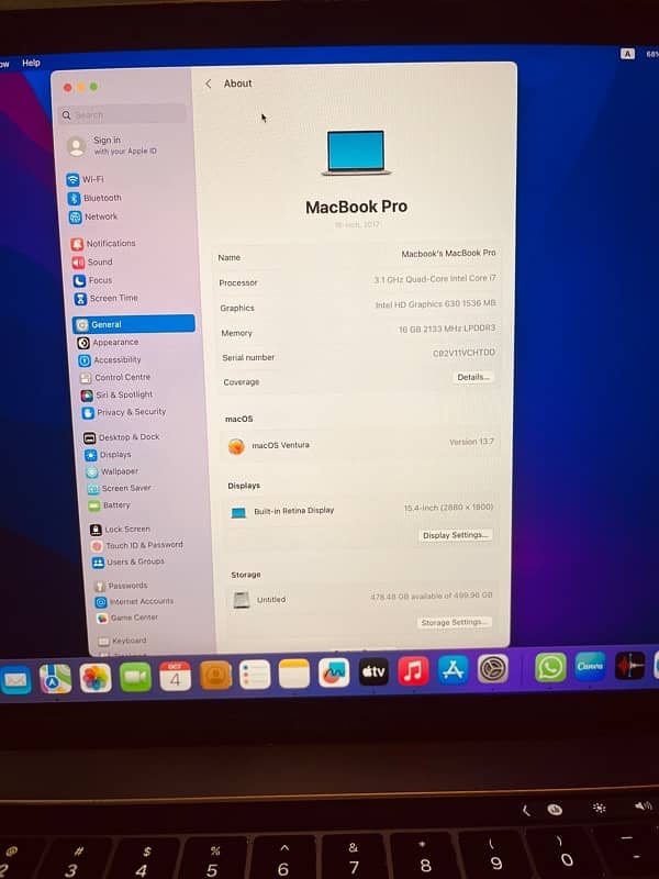 Apple MacBook 2017 Pro for sale 3