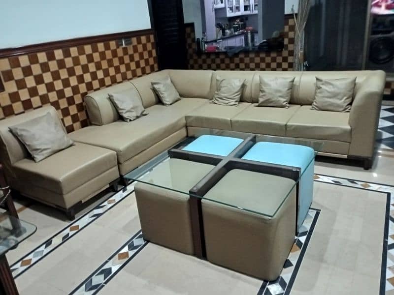 L shaped leather sofa 7 seater 0