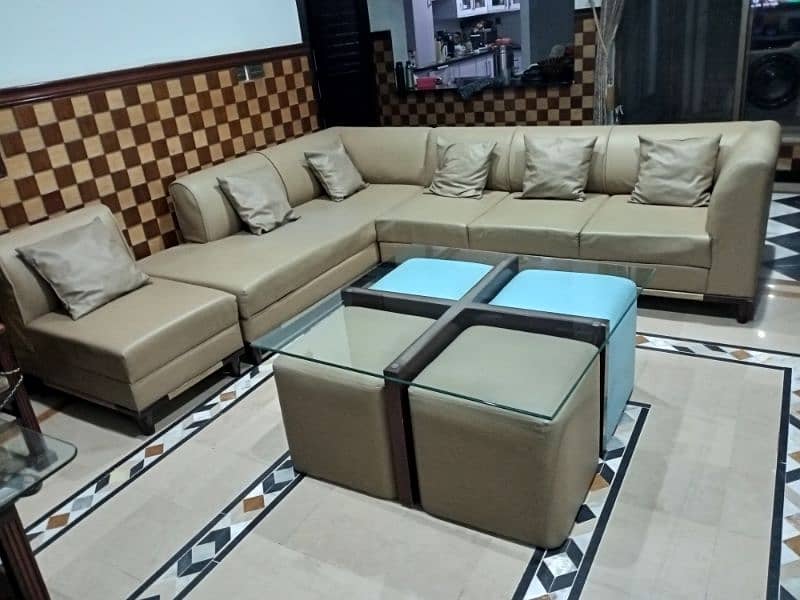 L shaped leather sofa 7 seater 1