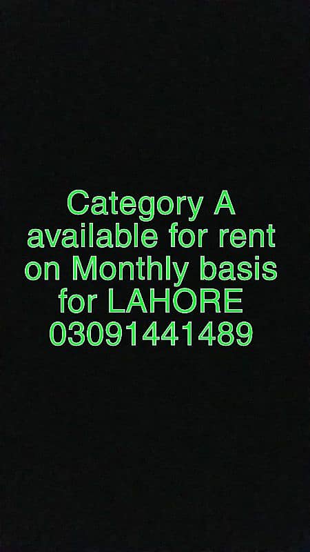 Category A available for monthly rent 0