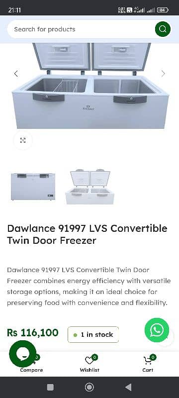 DAWLANCE FREEZER 91997 DOUBLE DOOR 8