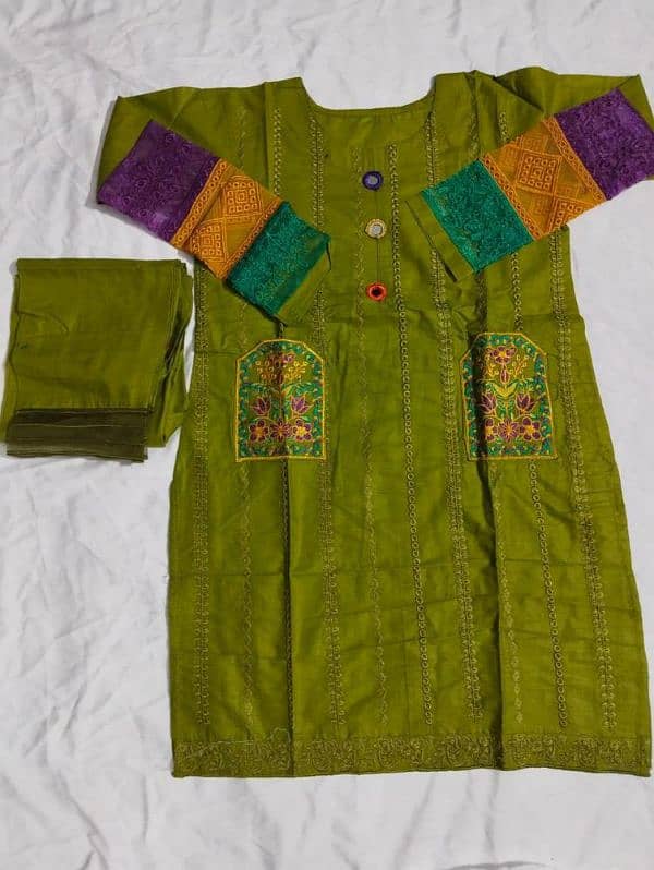 two-piece woman stitched embroidery two piece shirt and trouser 2