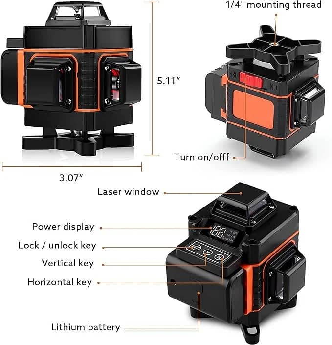 16 Lines Laser Level with Target Plate, Elikliv 4d 360 Self-Leveling L 1