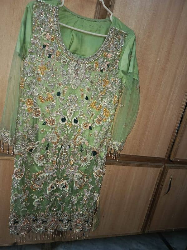 Party wear dress with silk sharara and net dupatta 0