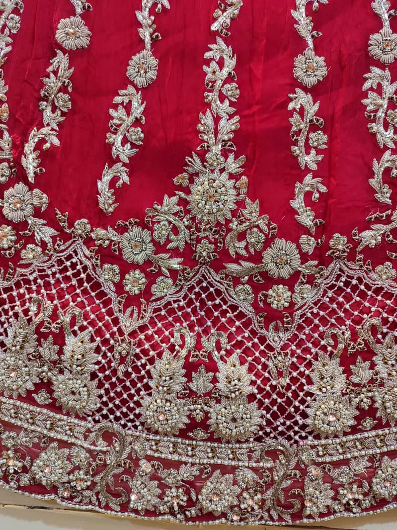 Bridal Dress / Fresh Red / Pure Chiffon / Nakshi Dabka work 1