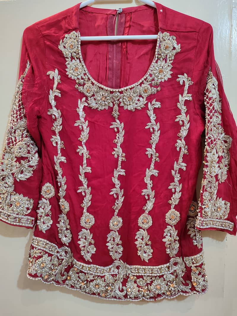 Bridal Dress / Fresh Red / Pure Chiffon / Nakshi Dabka work 2